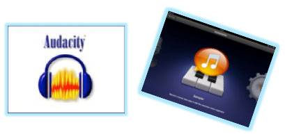 Audacity Logo and Garage Band screenshot