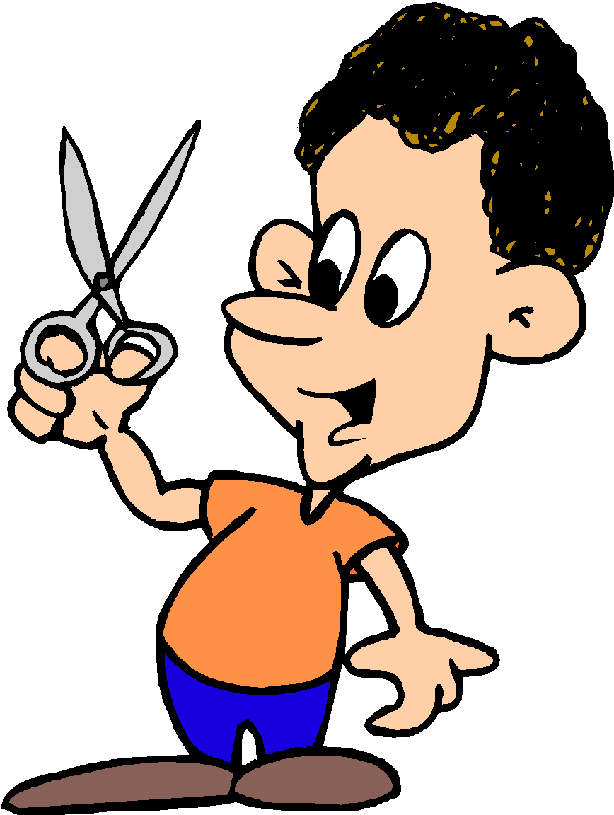 Cartoon Man with Scissors